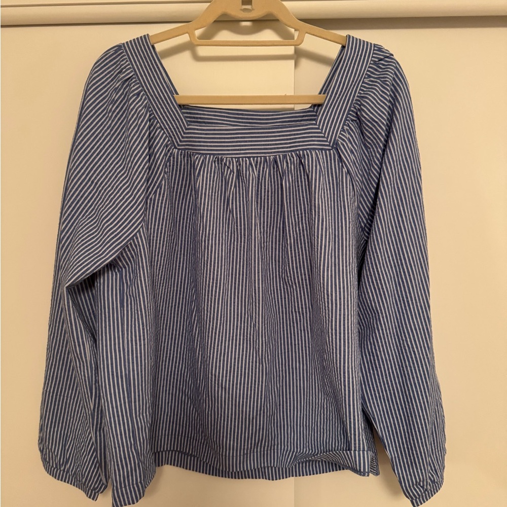NWT J.crew Seersucker Square neck top